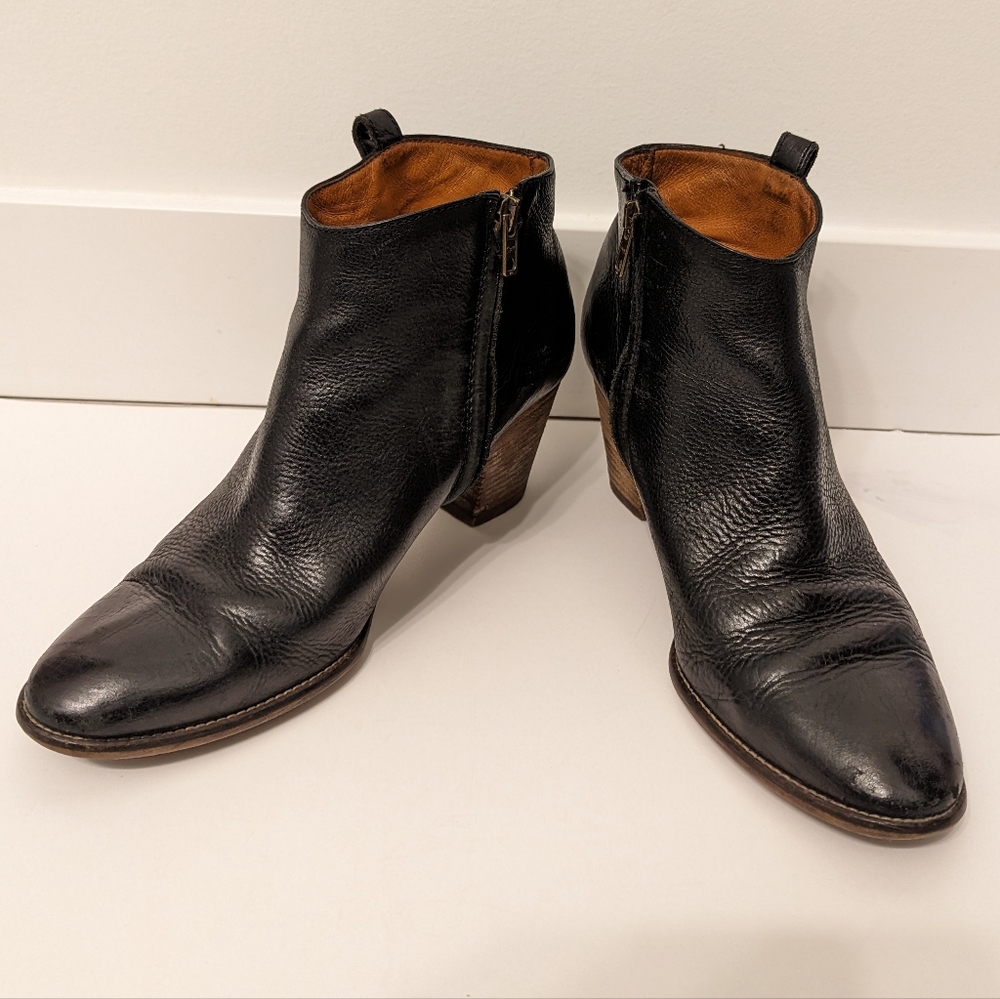 Madewell The Billie Ankle boots black leather block heel booties size 9
